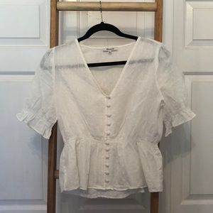 Madewell White Peplum Blouse